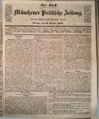 Münchener politische Zeitung (Süddeutsche Presse) Montag 27. Oktober 1845