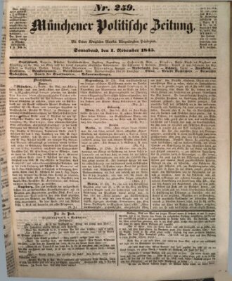 Münchener politische Zeitung (Süddeutsche Presse) Samstag 1. November 1845