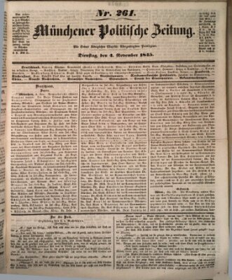Münchener politische Zeitung (Süddeutsche Presse) Dienstag 4. November 1845