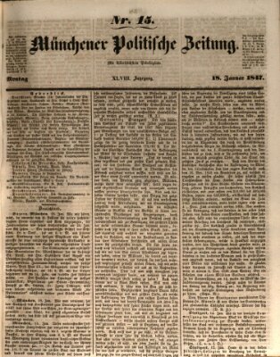 Münchener politische Zeitung (Süddeutsche Presse) Montag 18. Januar 1847