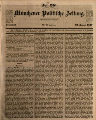 Münchener politische Zeitung (Süddeutsche Presse) Samstag 23. Januar 1847