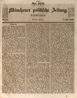 Münchener politische Zeitung (Süddeutsche Presse) Montag 5. Juli 1847