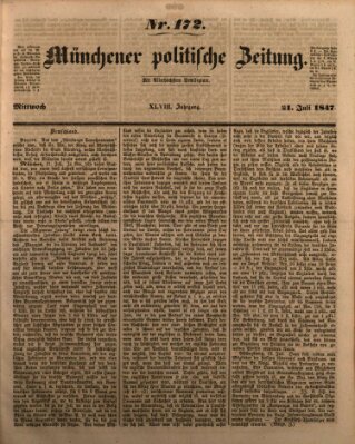 Münchener politische Zeitung (Süddeutsche Presse) Mittwoch 21. Juli 1847