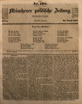 Münchener politische Zeitung (Süddeutsche Presse) Freitag 20. August 1847
