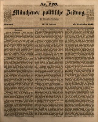 Münchener politische Zeitung (Süddeutsche Presse) Mittwoch 15. September 1847