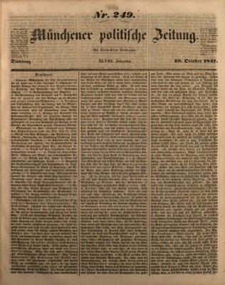 Münchener politische Zeitung (Süddeutsche Presse) Dienstag 19. Oktober 1847