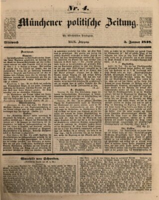 Münchener politische Zeitung (Süddeutsche Presse) Mittwoch 5. Januar 1848