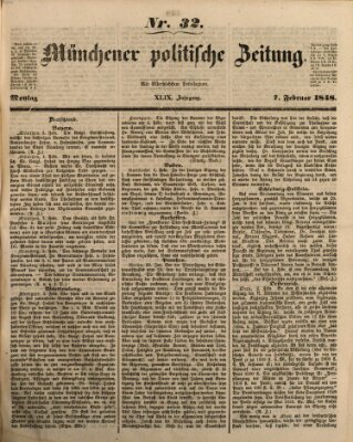 Münchener politische Zeitung (Süddeutsche Presse) Montag 7. Februar 1848