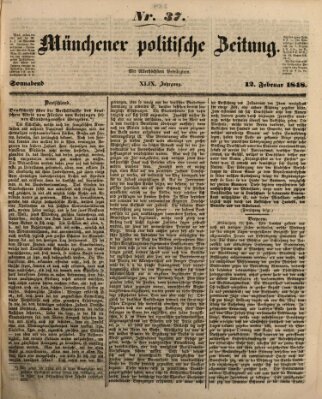 Münchener politische Zeitung (Süddeutsche Presse) Samstag 12. Februar 1848