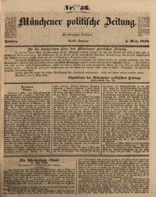 Münchener politische Zeitung (Süddeutsche Presse) Sonntag 5. März 1848