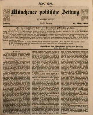Münchener politische Zeitung (Süddeutsche Presse) Freitag 17. März 1848