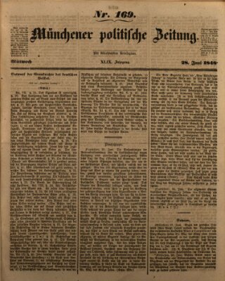 Münchener politische Zeitung (Süddeutsche Presse) Mittwoch 28. Juni 1848