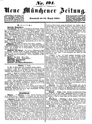 Neue Münchener Zeitung (Süddeutsche Presse) Samstag 11. August 1855