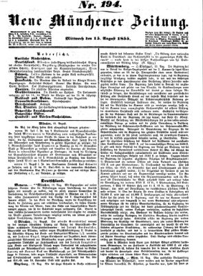 Neue Münchener Zeitung (Süddeutsche Presse) Mittwoch 15. August 1855
