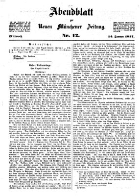 Neue Münchener Zeitung (Süddeutsche Presse) Mittwoch 14. Januar 1857