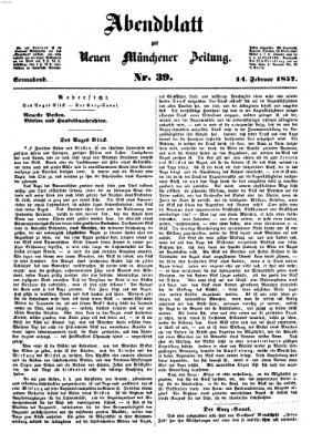 Neue Münchener Zeitung (Süddeutsche Presse) Samstag 14. Februar 1857