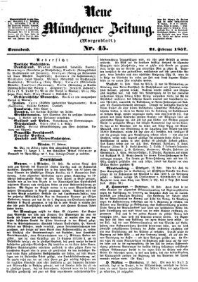Neue Münchener Zeitung (Süddeutsche Presse) Samstag 21. Februar 1857