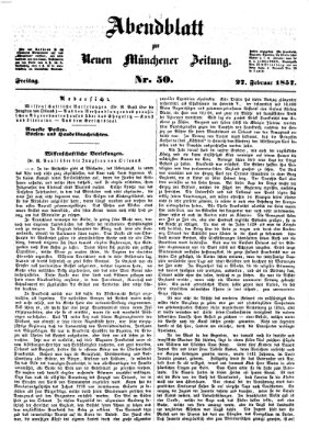Neue Münchener Zeitung (Süddeutsche Presse) Freitag 27. Februar 1857