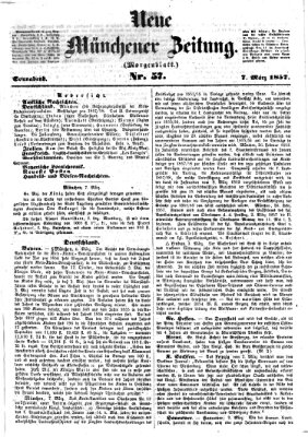 Neue Münchener Zeitung (Süddeutsche Presse) Samstag 7. März 1857