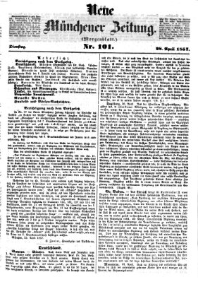 Neue Münchener Zeitung (Süddeutsche Presse) Dienstag 28. April 1857