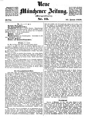 Neue Münchener Zeitung (Süddeutsche Presse) Freitag 15. Januar 1858