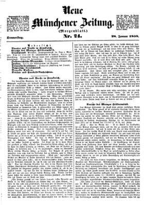 Neue Münchener Zeitung (Süddeutsche Presse) Donnerstag 28. Januar 1858
