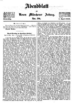 Neue Münchener Zeitung (Süddeutsche Presse) Donnerstag 1. April 1858