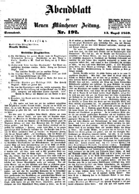Neue Münchener Zeitung (Süddeutsche Presse) Samstag 13. August 1859
