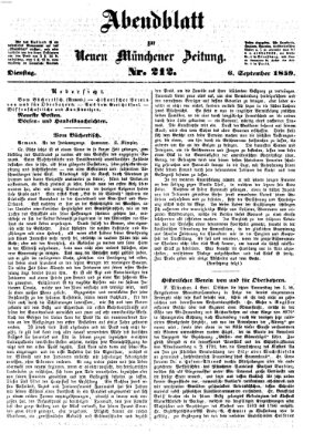 Neue Münchener Zeitung (Süddeutsche Presse) Dienstag 6. September 1859