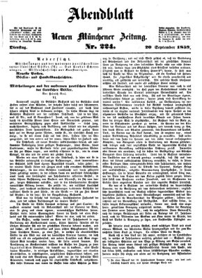 Neue Münchener Zeitung (Süddeutsche Presse) Dienstag 20. September 1859