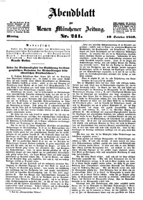 Neue Münchener Zeitung (Süddeutsche Presse) Montag 10. Oktober 1859