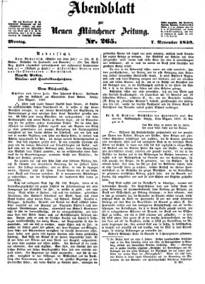 Neue Münchener Zeitung (Süddeutsche Presse) Montag 7. November 1859