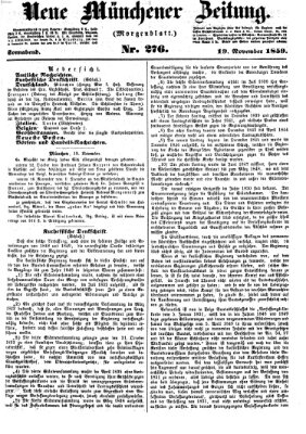 Neue Münchener Zeitung (Süddeutsche Presse) Samstag 19. November 1859