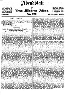 Neue Münchener Zeitung (Süddeutsche Presse) Samstag 19. November 1859
