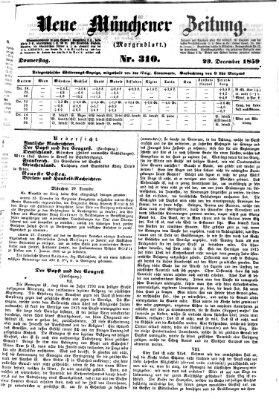 Neue Münchener Zeitung (Süddeutsche Presse) Donnerstag 29. Dezember 1859