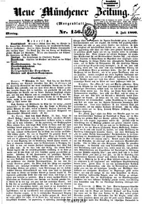 Neue Münchener Zeitung (Süddeutsche Presse) Montag 2. Juli 1860
