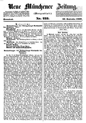 Neue Münchener Zeitung (Süddeutsche Presse) Samstag 29. September 1860