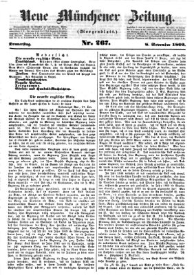 Neue Münchener Zeitung (Süddeutsche Presse) Donnerstag 8. November 1860