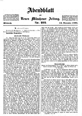 Neue Münchener Zeitung (Süddeutsche Presse) Mittwoch 14. November 1860
