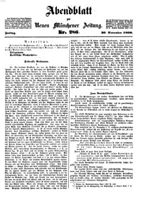 Neue Münchener Zeitung (Süddeutsche Presse) Freitag 30. November 1860