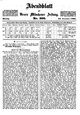 Neue Münchener Zeitung (Süddeutsche Presse) Montag 24. Dezember 1860