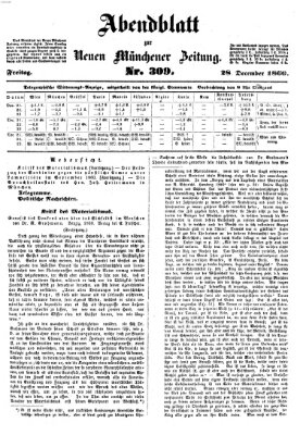 Neue Münchener Zeitung (Süddeutsche Presse) Freitag 28. Dezember 1860
