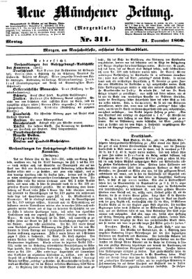 Neue Münchener Zeitung (Süddeutsche Presse) Montag 31. Dezember 1860