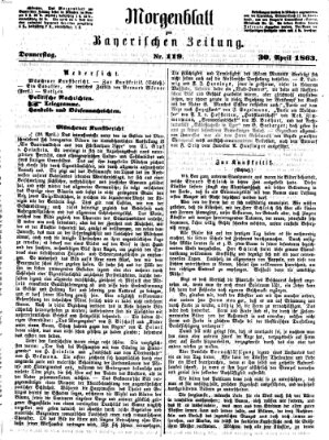 Bayerische Zeitung (Süddeutsche Presse) Donnerstag 30. April 1863
