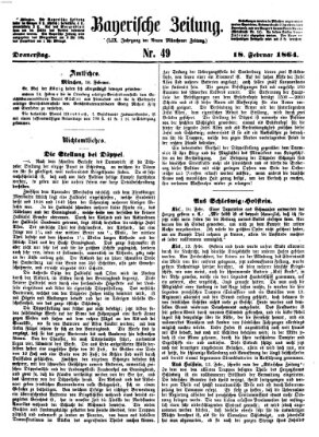 Bayerische Zeitung (Süddeutsche Presse) Donnerstag 18. Februar 1864