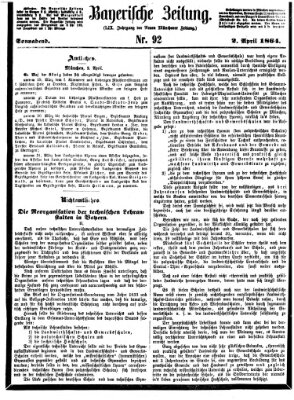 Bayerische Zeitung (Süddeutsche Presse) Samstag 2. April 1864