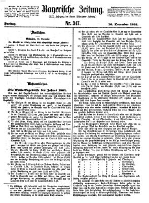Bayerische Zeitung (Süddeutsche Presse) Freitag 16. Dezember 1864