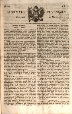 Giornale di Venezia Mittwoch 1. März 1815