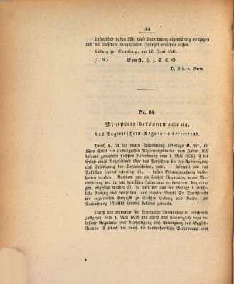 Gesetz-Sammlung für das Herzogtum Coburg (Coburger Regierungs-Blatt) Donnerstag 25. Juni 1840