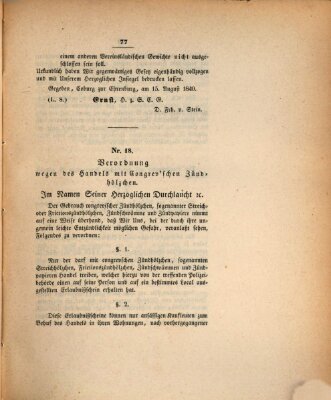 Gesetz-Sammlung für das Herzogtum Coburg (Coburger Regierungs-Blatt) Montag 28. September 1840